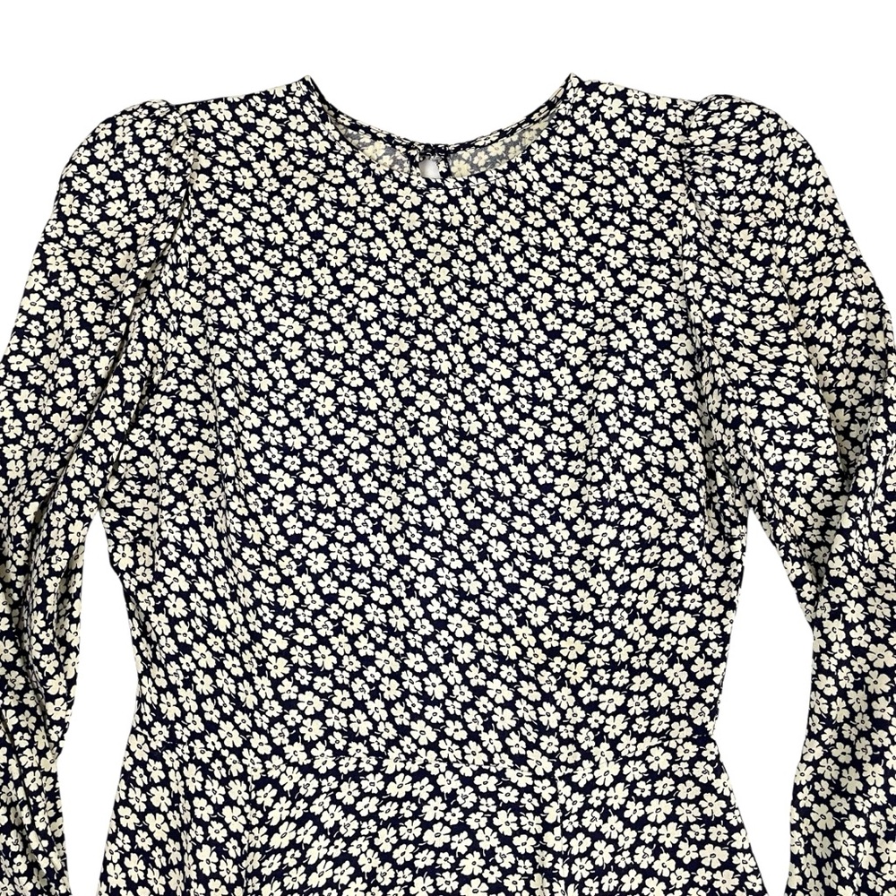 Reformation Josephine Long Sleeve Floral Midi Dress Navy Blue - Picture 5 of 12